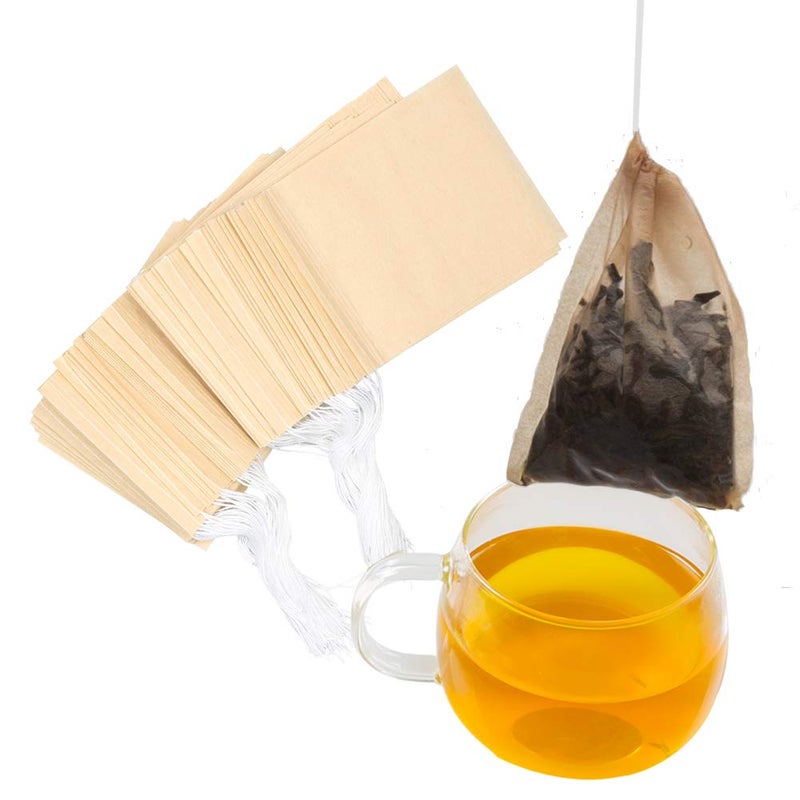 Tinkee Tea Filter bags, safe and natural material, disposable tea infuser, empty tea bag with drawstring for loose leaf tea, set of 100ï¼ˆ3.15 x 3.94 inch ï¼‰ (Initial) - Image 1